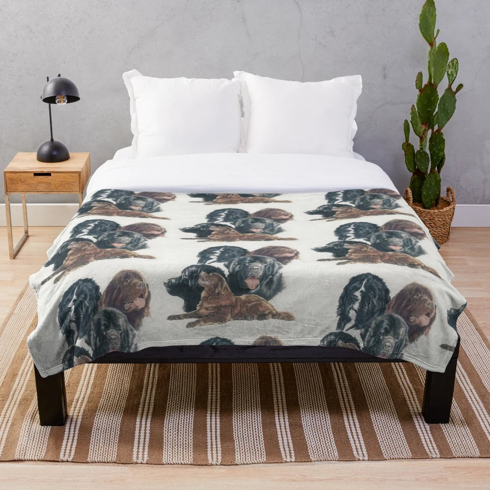 Detailed and realistic Newfoundland dog plush blanket