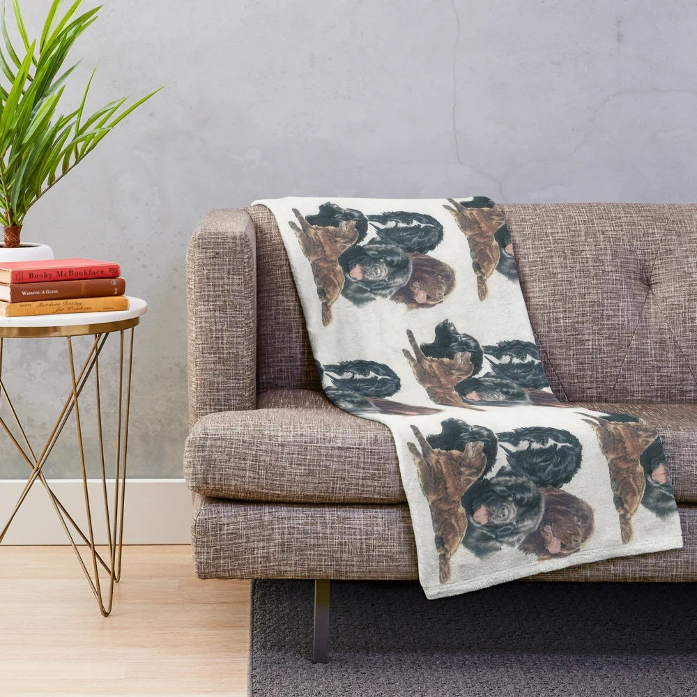 Detailed and realistic Newfoundland dog plush blanket