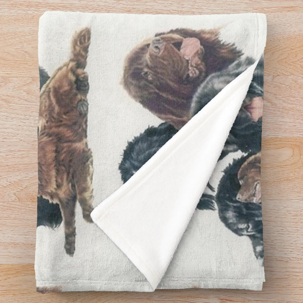 Detailed and realistic Newfoundland dog plush blanket