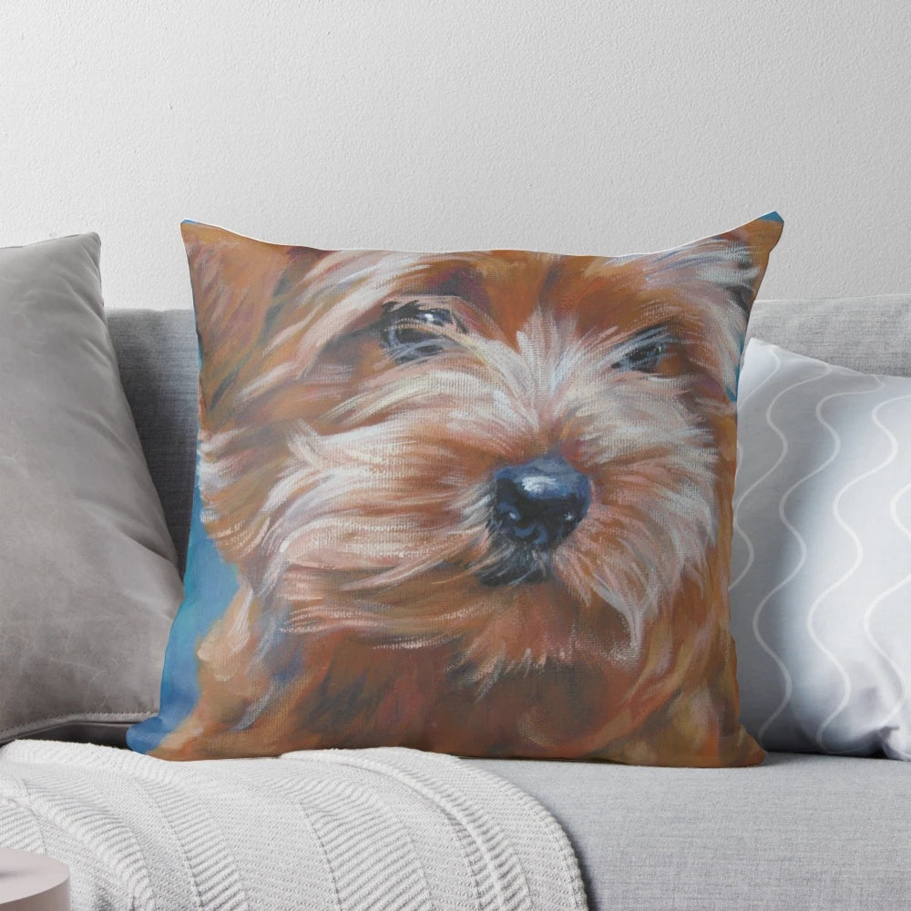 Vibrant and lifelike oil painting of a Norfolk Terrier dog