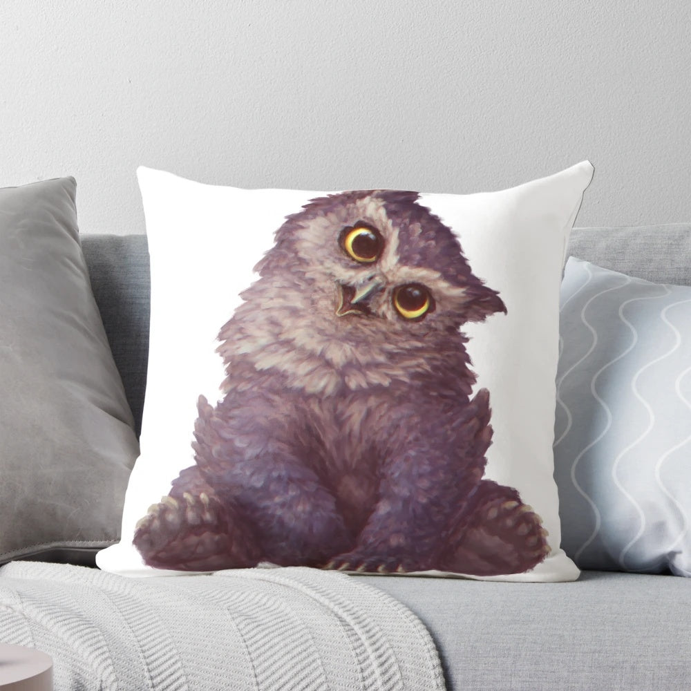 Soft, cuddly owlbear cub plush pillow for roleplaying games and home decor