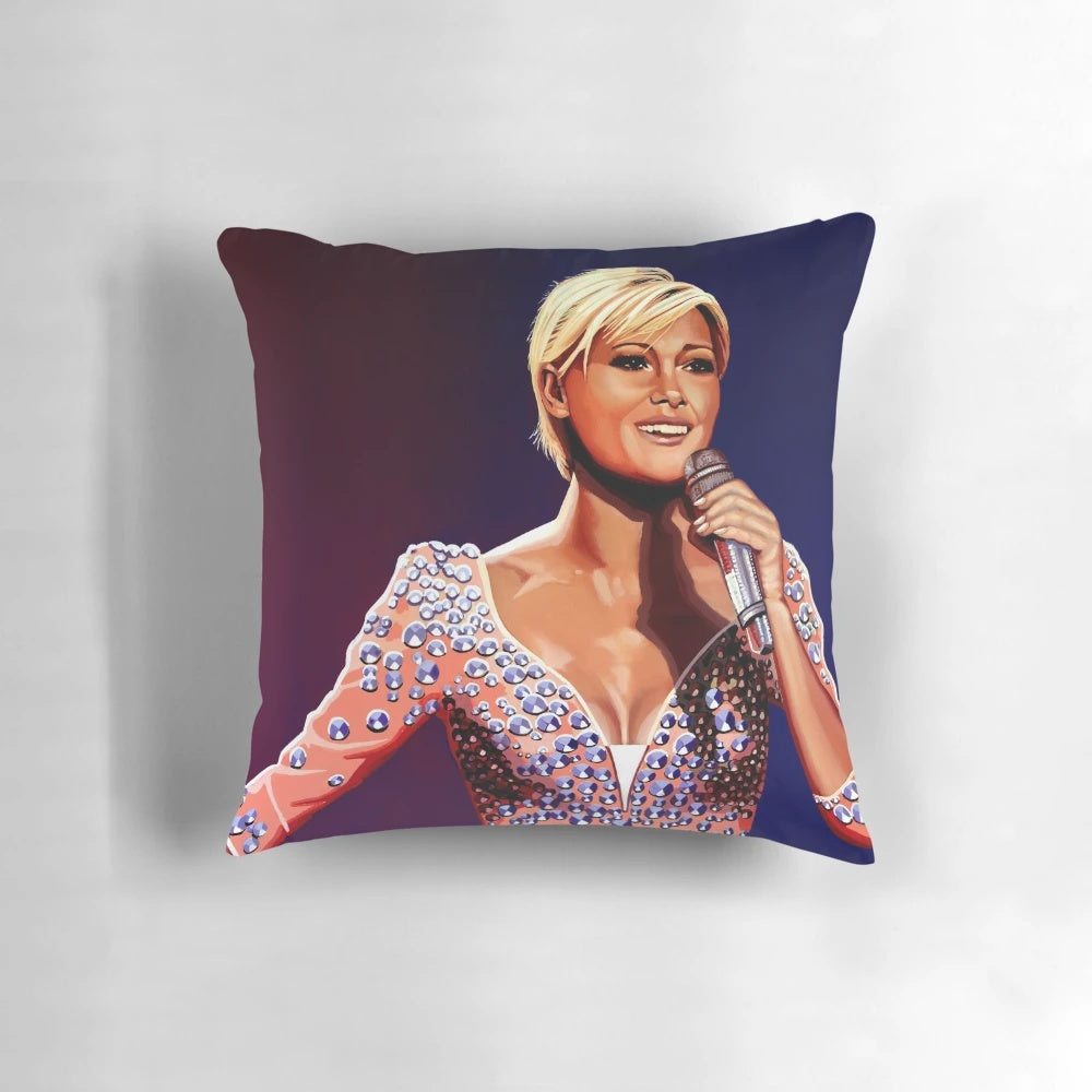 Realistic painting-style decorative pillow featuring the image of German singer and entertainer Helene Fischer.