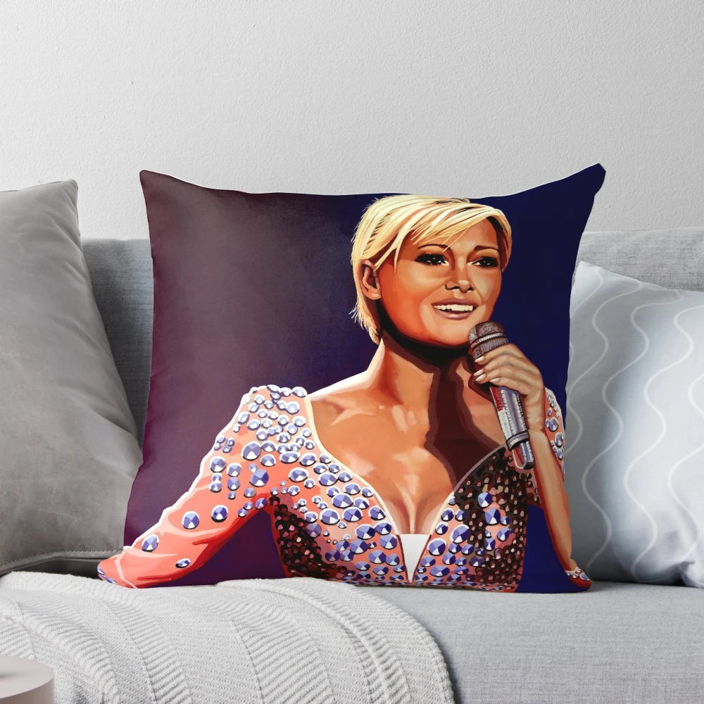 Realistic painting-style decorative pillow featuring the image of German singer and entertainer Helene Fischer.