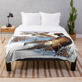 Pheasant farm plush blanket with realistic wildlife and feather collage design