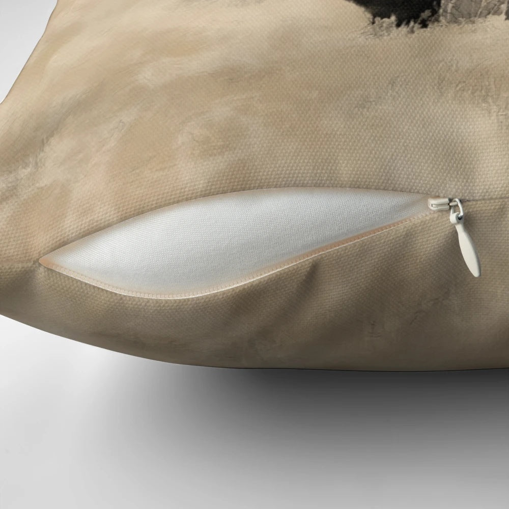 Decorative pillow featuring a realistic image of a plains bison, also known as an American bison.