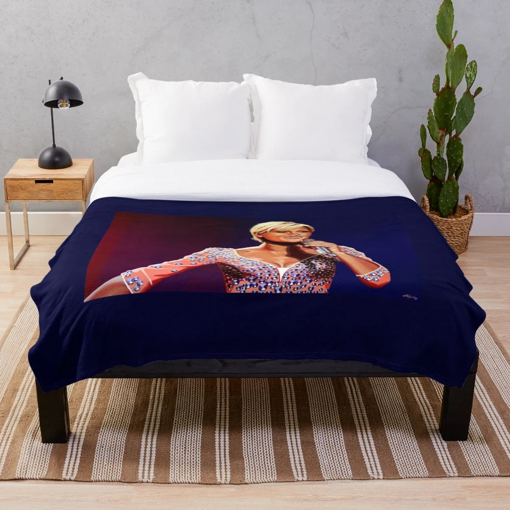 Plush blanket featuring a realistic portrait painting of German singer Helene Fischer