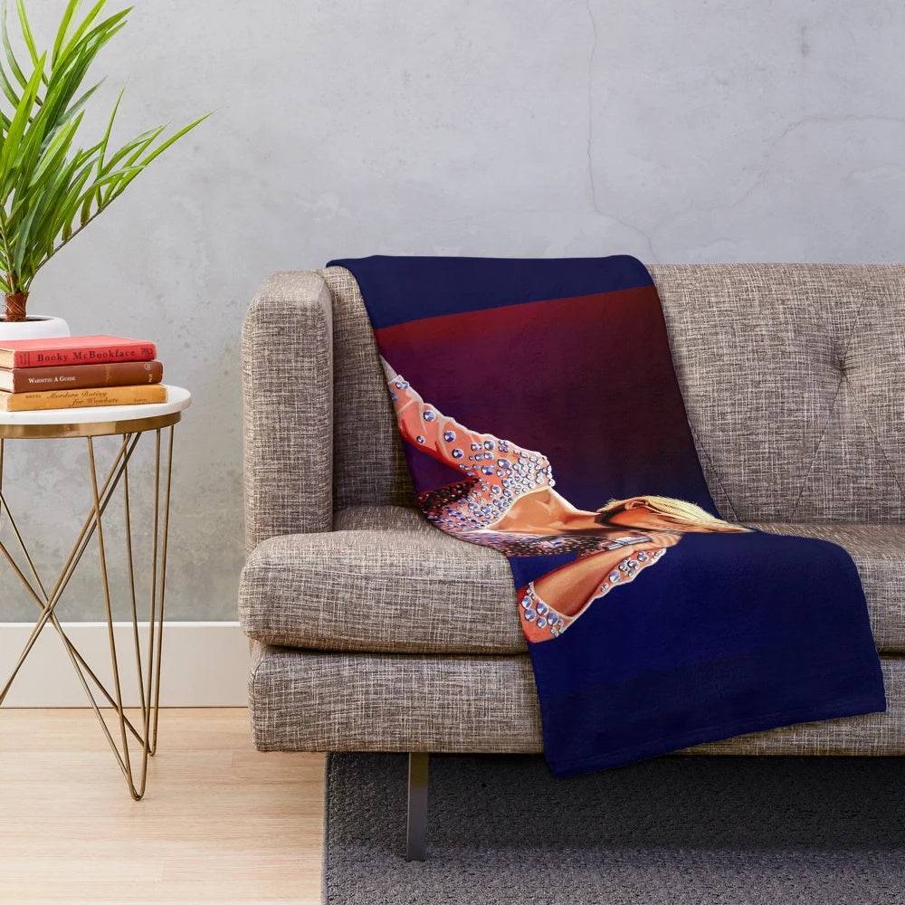 Plush blanket featuring a realistic portrait painting of German singer Helene Fischer