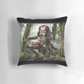 Predator-themed decorative pillow with a realistic alien creature design