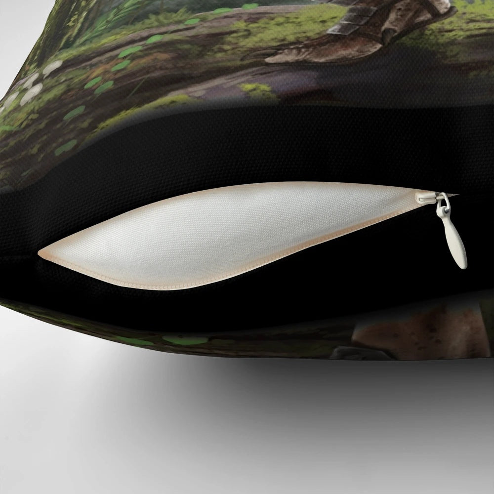 Predator-themed decorative pillow with a realistic alien creature design