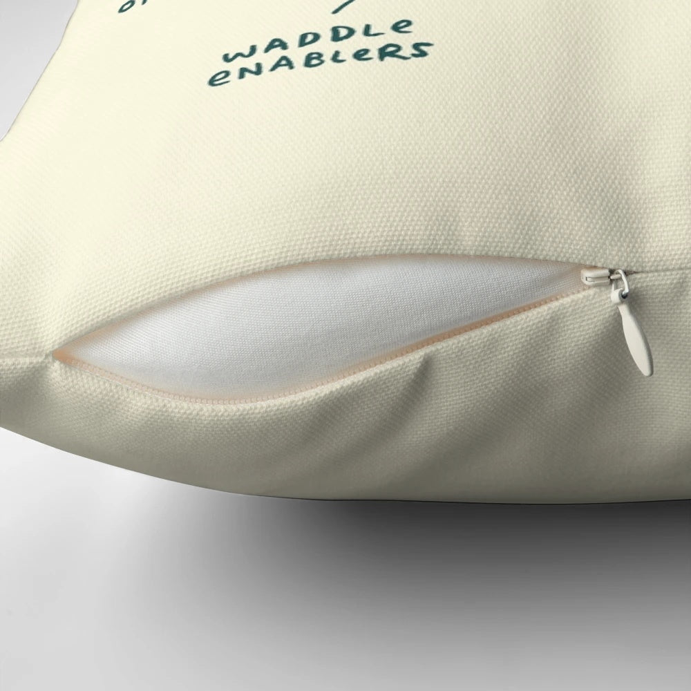 Decorative pillow featuring a detailed illustration of a pug's anatomical features