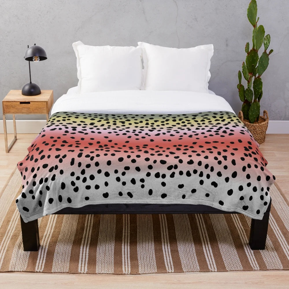 Rainbow trout skin pattern plush blanket for fly fishing enthusiasts