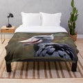 Shoebill plush blanket with detailed features of the wading bird