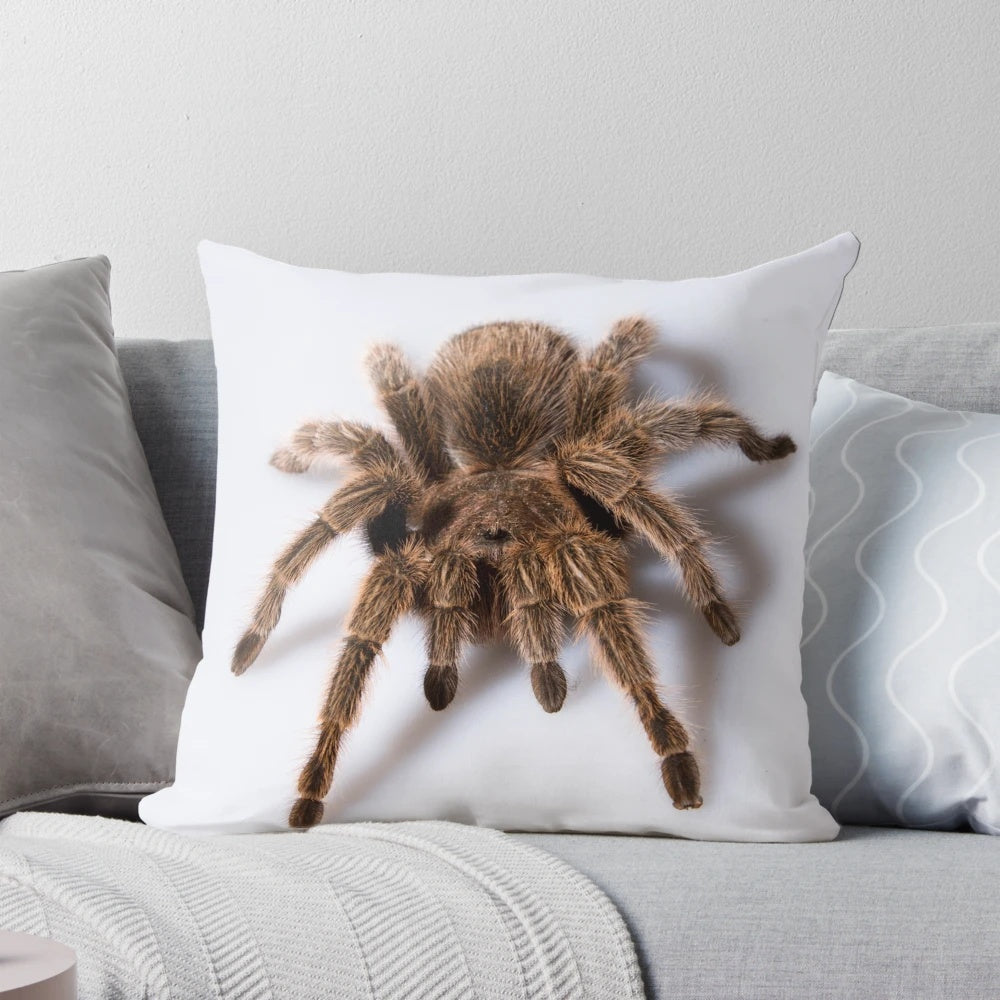 A plush, life-like tarantula pillow for unique home decor