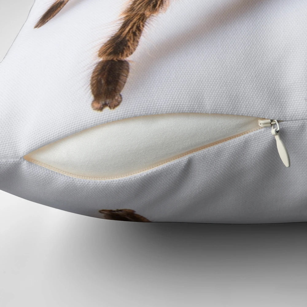 A plush, life-like tarantula pillow for unique home decor