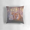 Realistic painting of a tiger cub on a plush, soft pillow