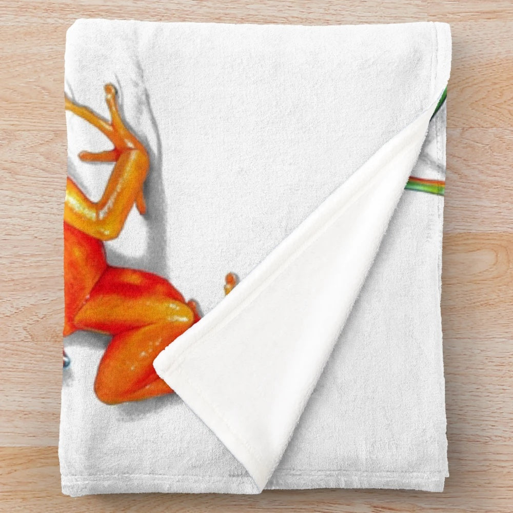 Tropical frog plush blanket with realistic frog design
