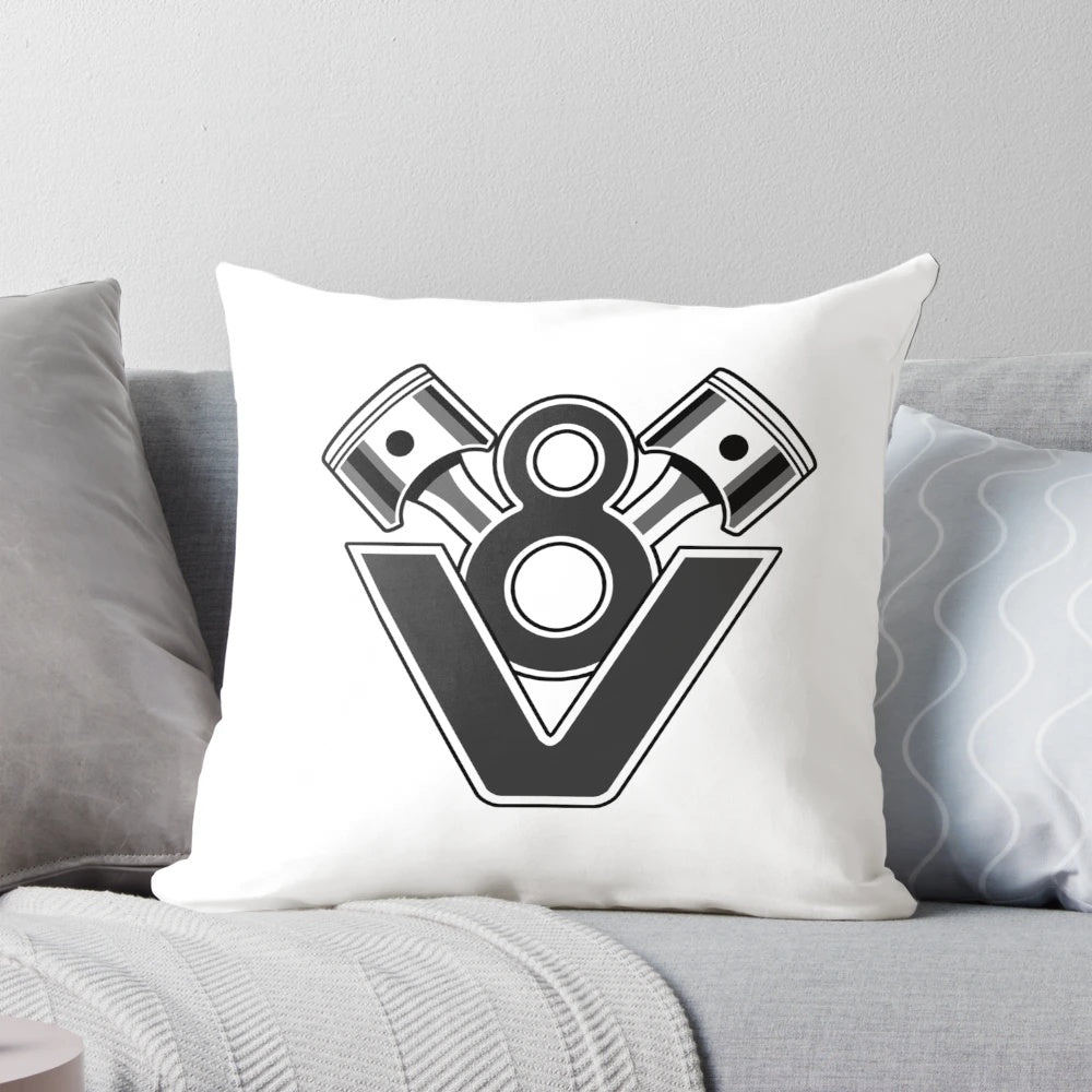 V8 engine piston design decorative throw pillow for car lovers and mechanics