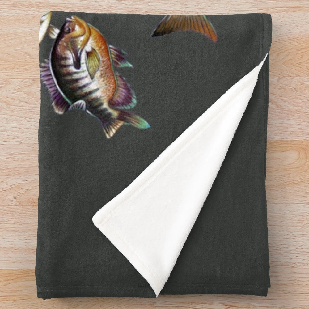 A realistic walleye fish plush blanket for nature lovers and anglers