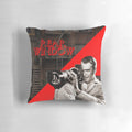 Throw pillow featuring a graphic inspired by the classic Hitchcock film "Rear Window