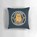 Pillow featuring a duck with a skull design, expressing a rebellious and violent attitude