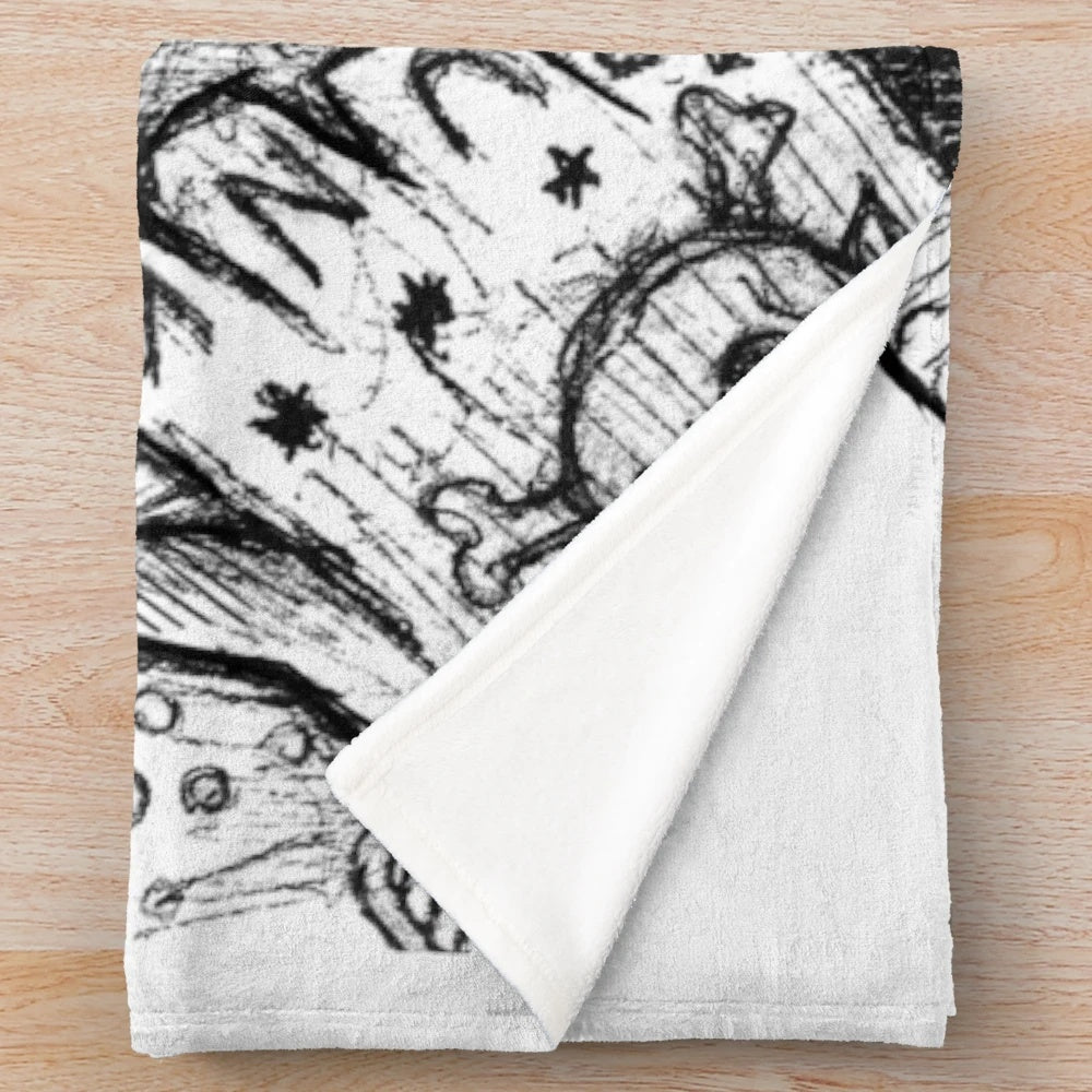 Plush blanket with a bad girl, punk rock, retro tattoo design