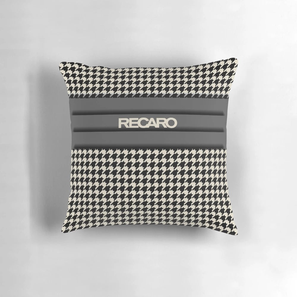 Recaro houndstooth upholstered seat pillow, a premium automotive accessory for racing and luxury cars