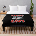 Stray Cats inspired plush blanket featuring a quirky "where the hell is your sense of self-preservation" design