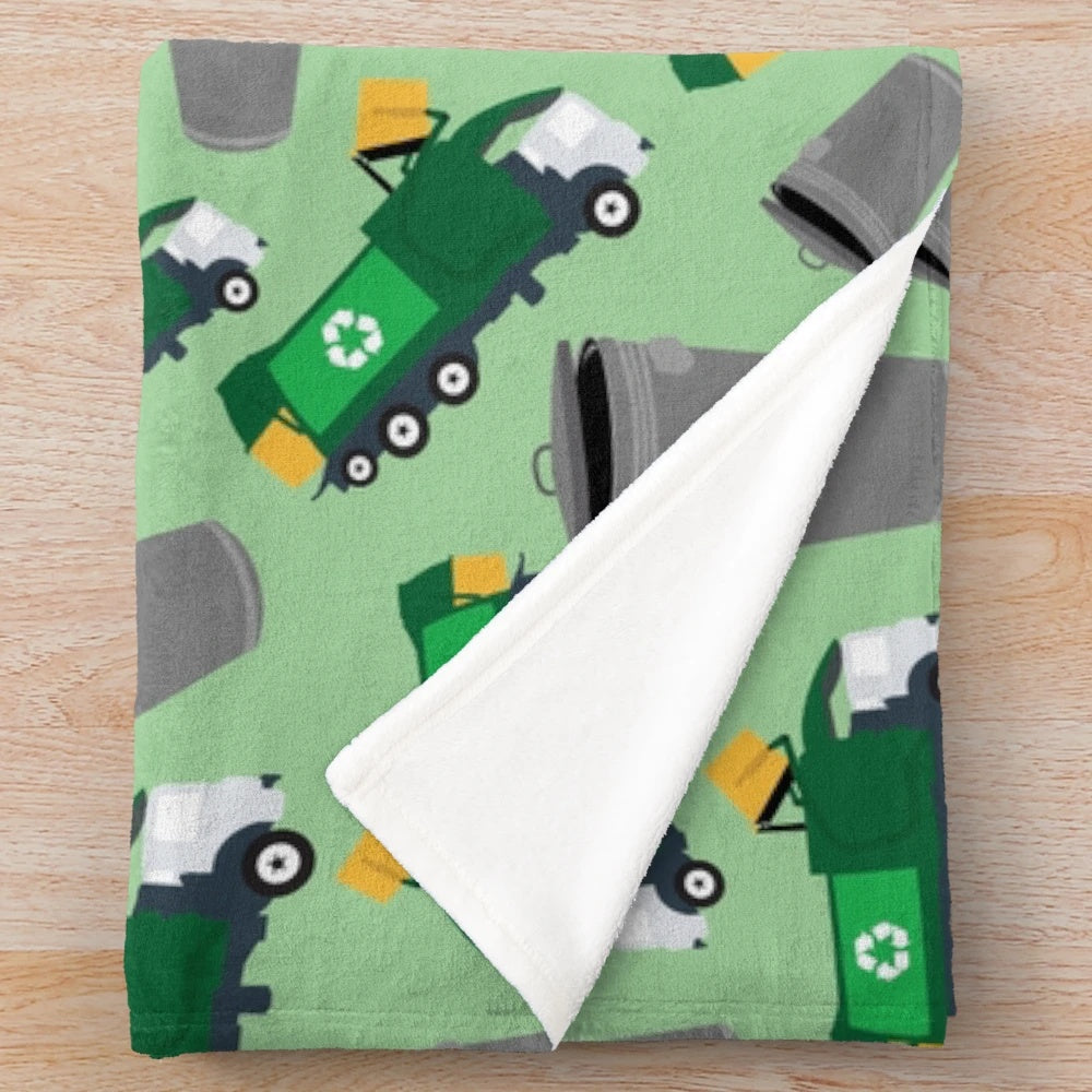 Recycled garbage truck pattern plush blanket for children