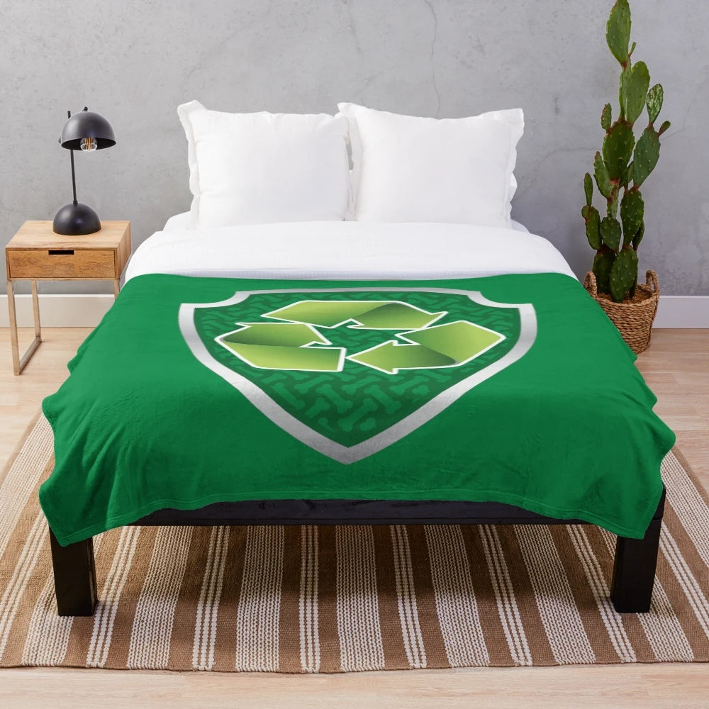 Recycled pup-themed plush blanket with graphic design