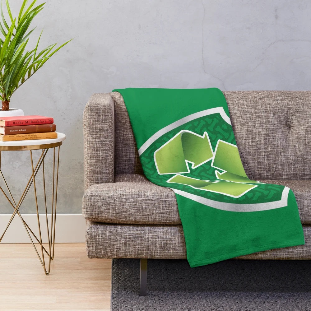 Recycled pup-themed plush blanket with graphic design
