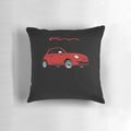 Red and white Fiat 500 themed decorative car pillow