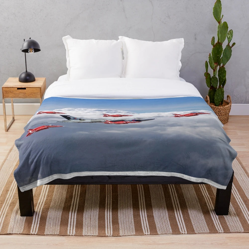 Plush blanket featuring the Red Arrows and Vulcan bomber