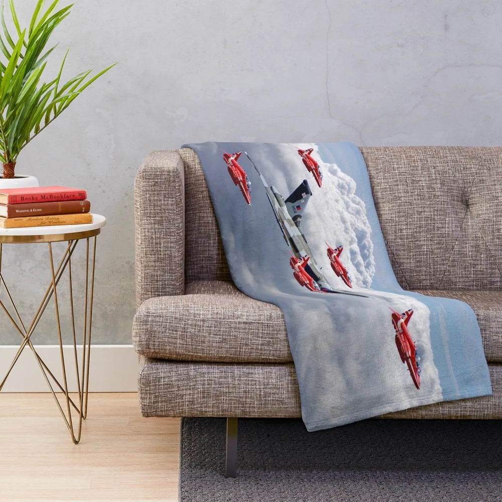 Plush blanket featuring the Red Arrows and Vulcan bomber