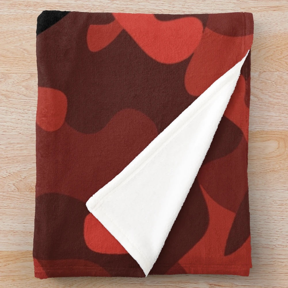 Red camo plush blanket with Dr Disrespect-inspired design