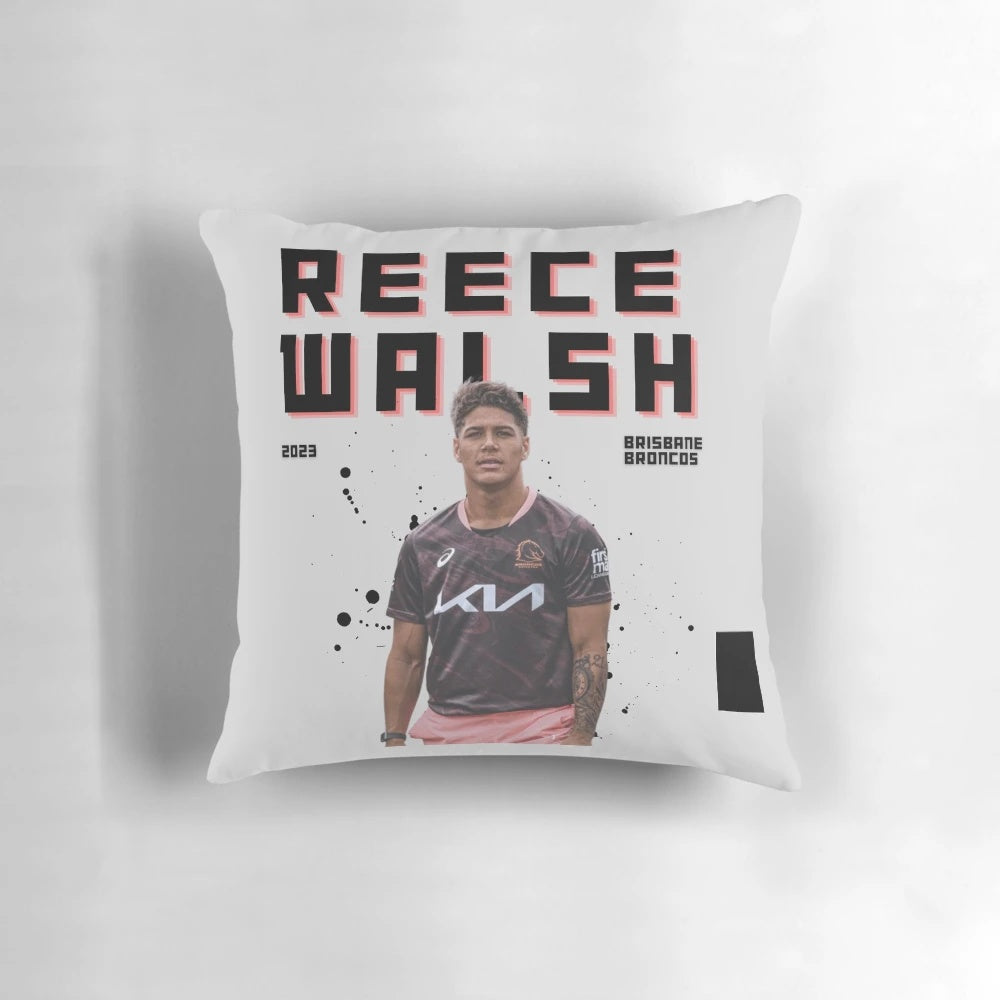 Reece Walsh Brisbane Broncos NRL Rugby League Throw Pillow