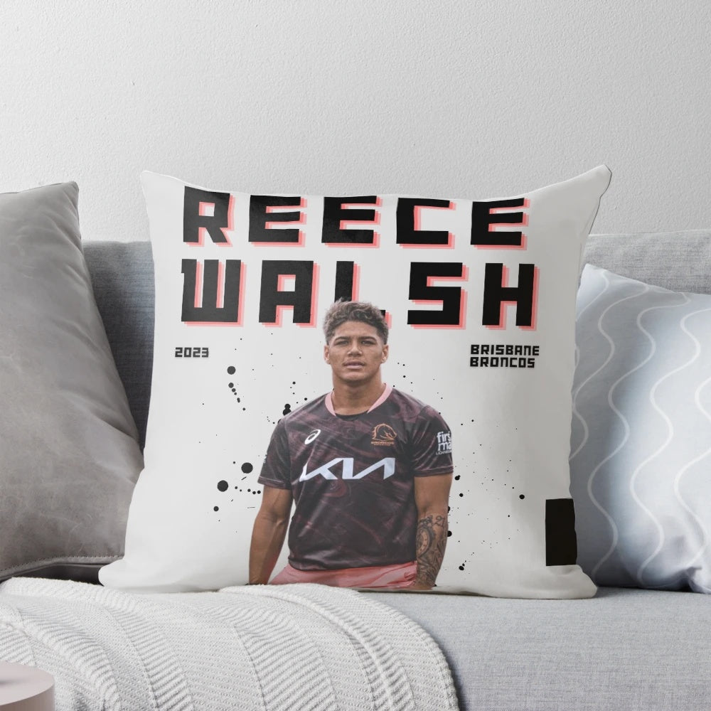 Reece Walsh Brisbane Broncos NRL Rugby League Throw Pillow