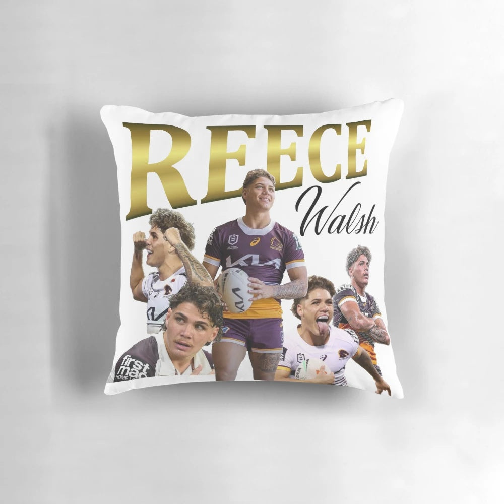 Reece Walsh Broncos NRL Football Collage Pillow