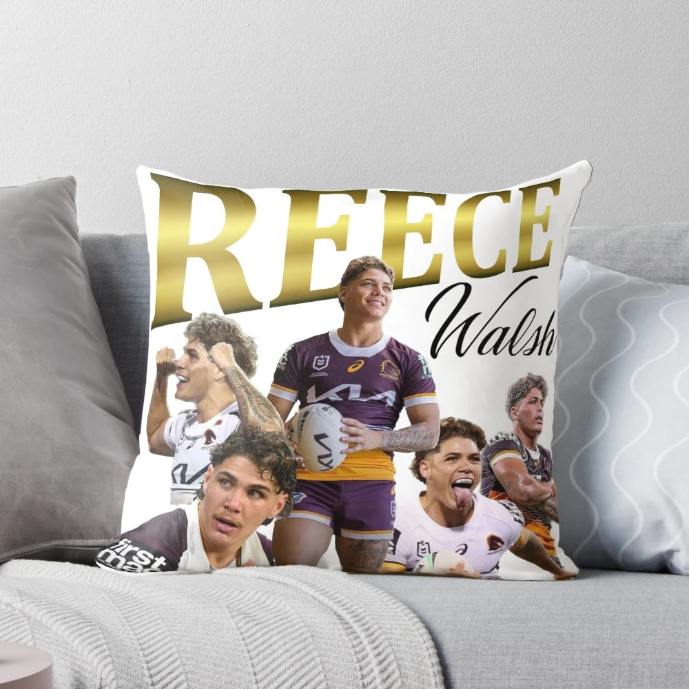 Reece Walsh Broncos NRL Football Collage Pillow