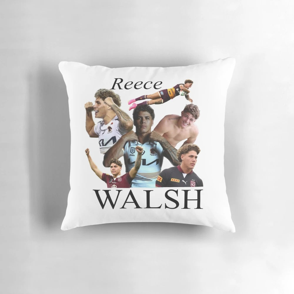 Reece Walsh Broncos NRL Rugby League Collage Pillow