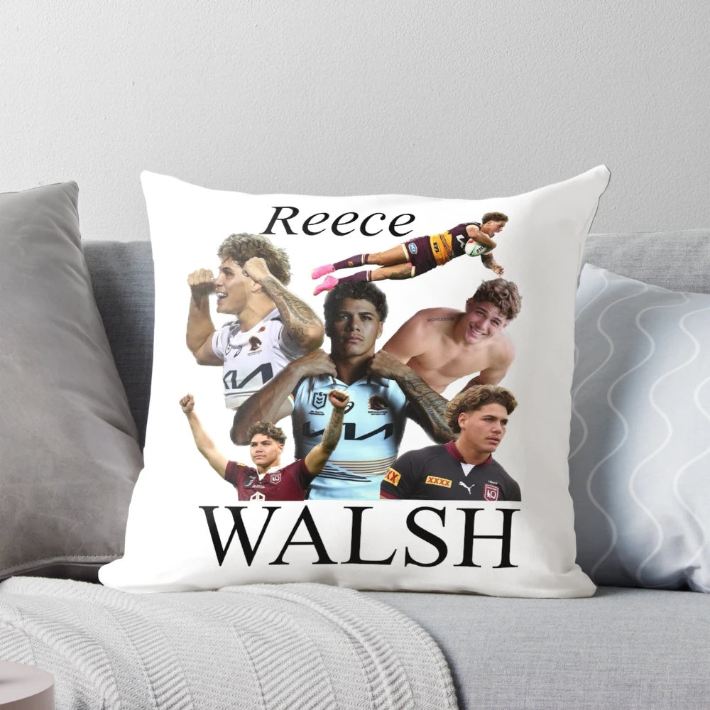 Reece Walsh Broncos NRL Rugby League Collage Pillow