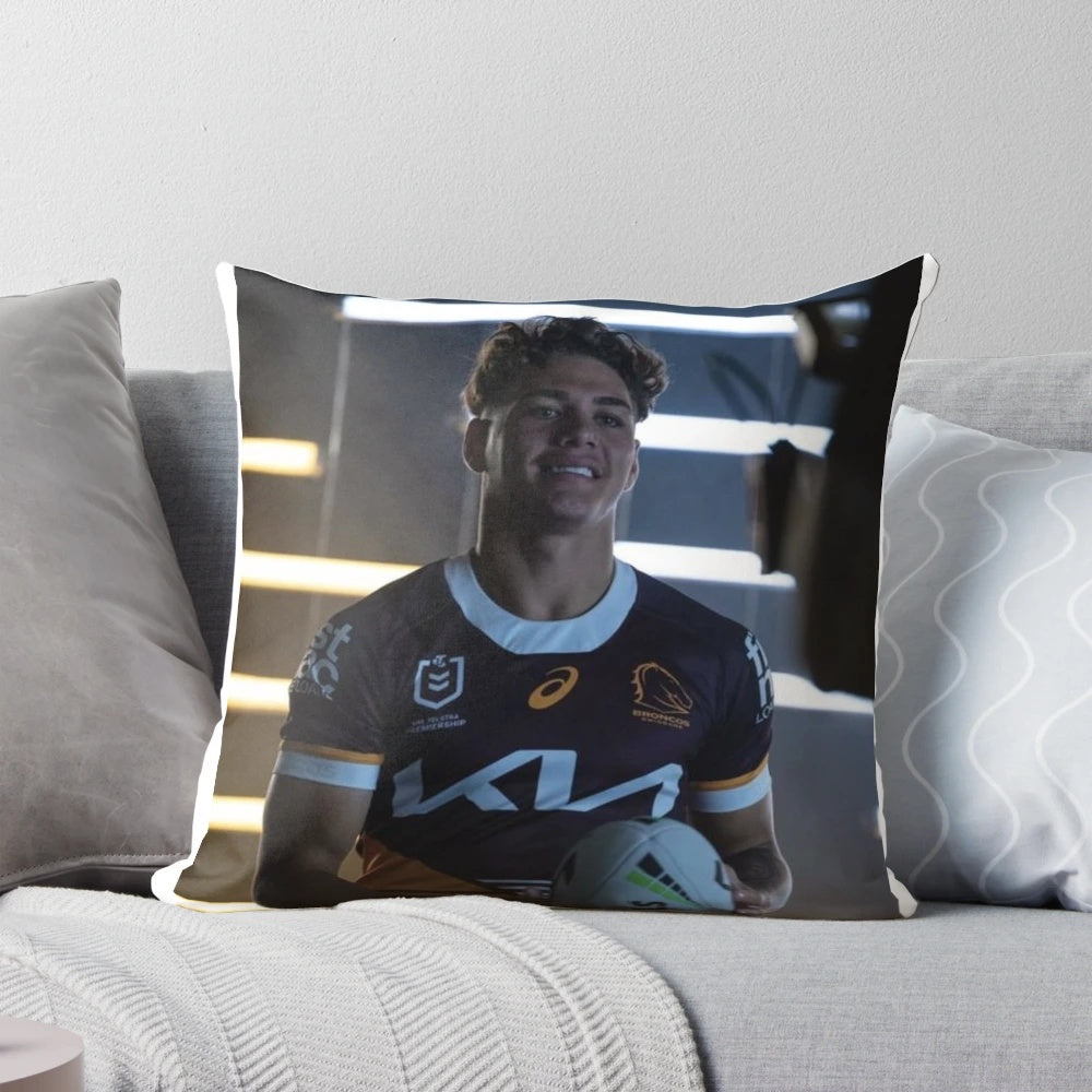 Reece Walsh inspired rugby league pillow with NZ Warriors graphics
