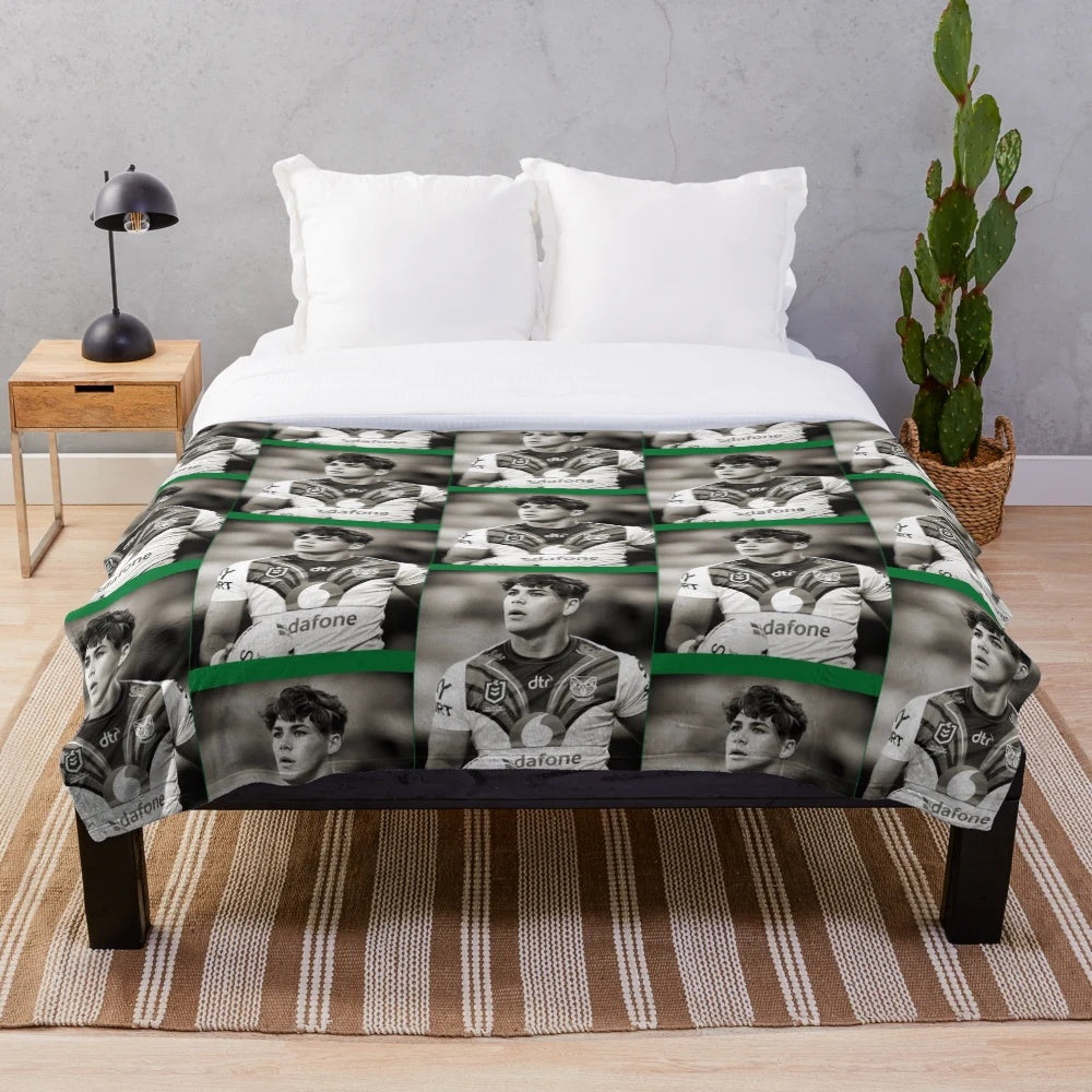 Reece Walsh inspired sports plush blanket with Maori designs