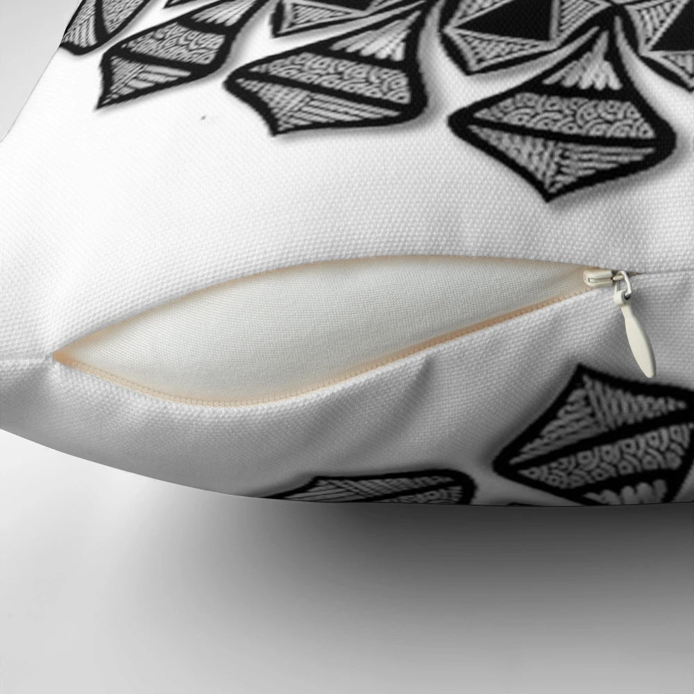 Pillow featuring a reflective mandala design, promoting balance and harmony.