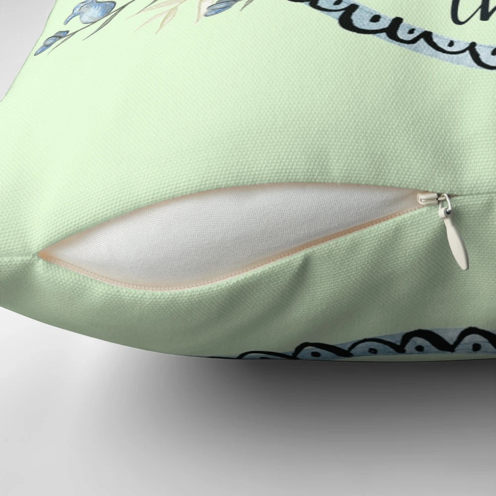A soft, decorative pillow featuring an inspirational bible verse about friendship