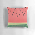 Vibrant watermelon-patterned decorative pillow with stripes and polka dots