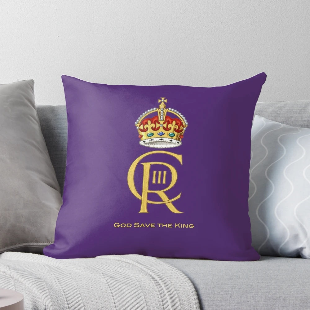 Elegant pillow featuring the Royal Cypher of King Charles III, the new monarch of the United Kingdom and the Commonwealth.