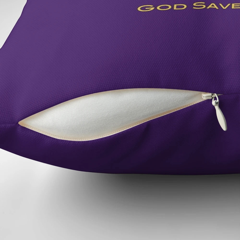 Elegant pillow featuring the Royal Cypher of King Charles III, the new monarch of the United Kingdom and the Commonwealth.
