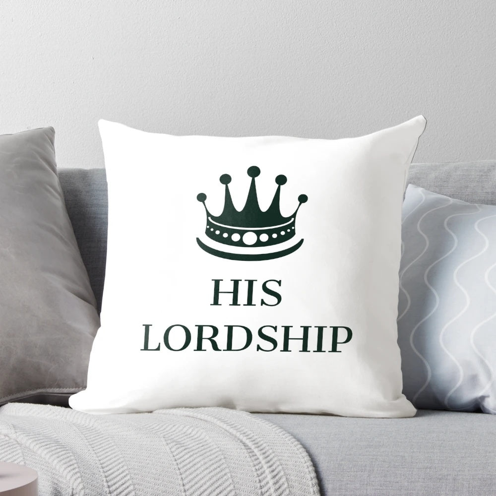 HIS LORDSHIP Luxury Pillow, featuring a royal crown and heraldic design