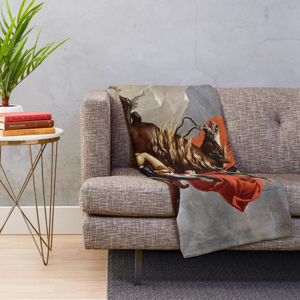 Regal French History Plush Blanket featuring Napoleon Bonaparte Crossing the Alps painting