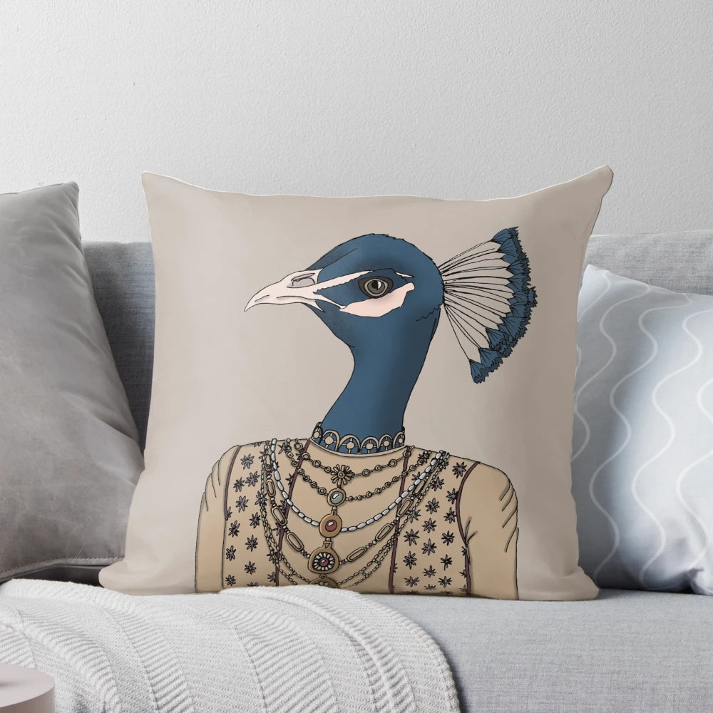 Ornamental Indian royal peacock decorative throw pillow